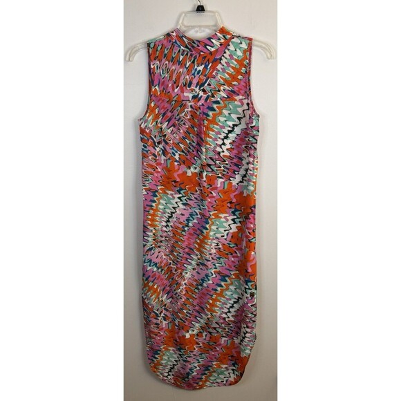 MARIE OLIVER Ellis Silk Psychedelic Tie Dye Midi Dress XS VNeck Resort Vacation - Picture 4 of 13